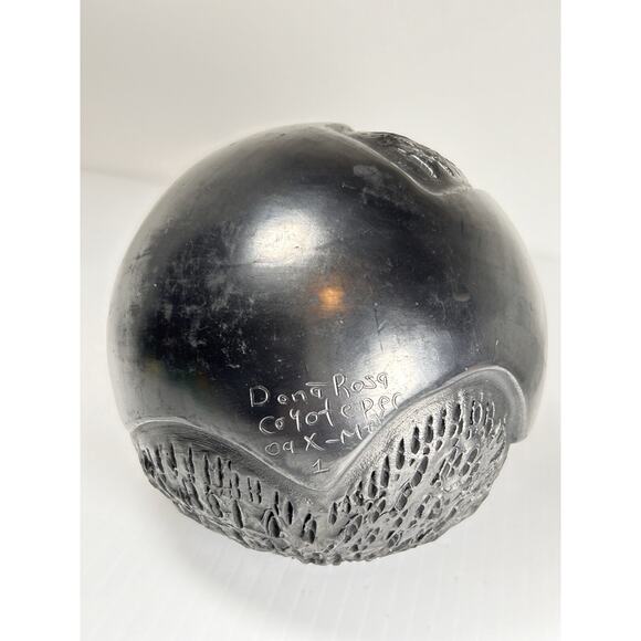 Vtg Barro Negro Vase by Doña Rosa Signed Black Pottery Mexican Folk Coyotepec - Picture 7 of 8